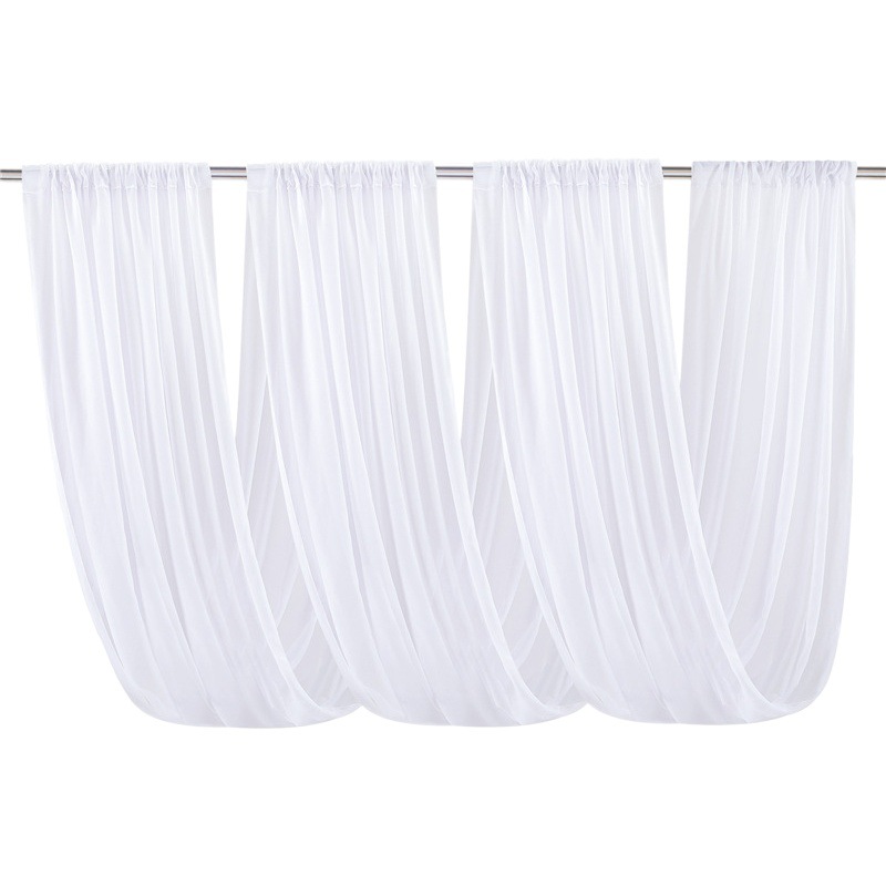 Wedding Ceiling Pearl Chiffon Decorative Curtain Cross-Border Gauze Arrangement Hotel Outdoor Wedding Stage Elastic Curtain
