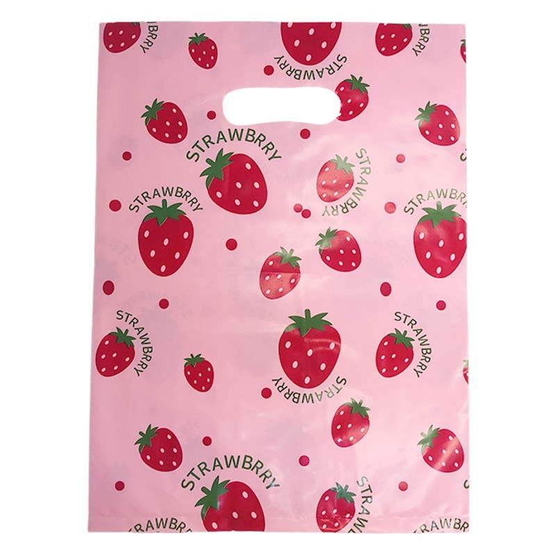 Guangzhou factory clothing store PE high-pressure plastic handbag kindergarten companion gift strawberry cute bag