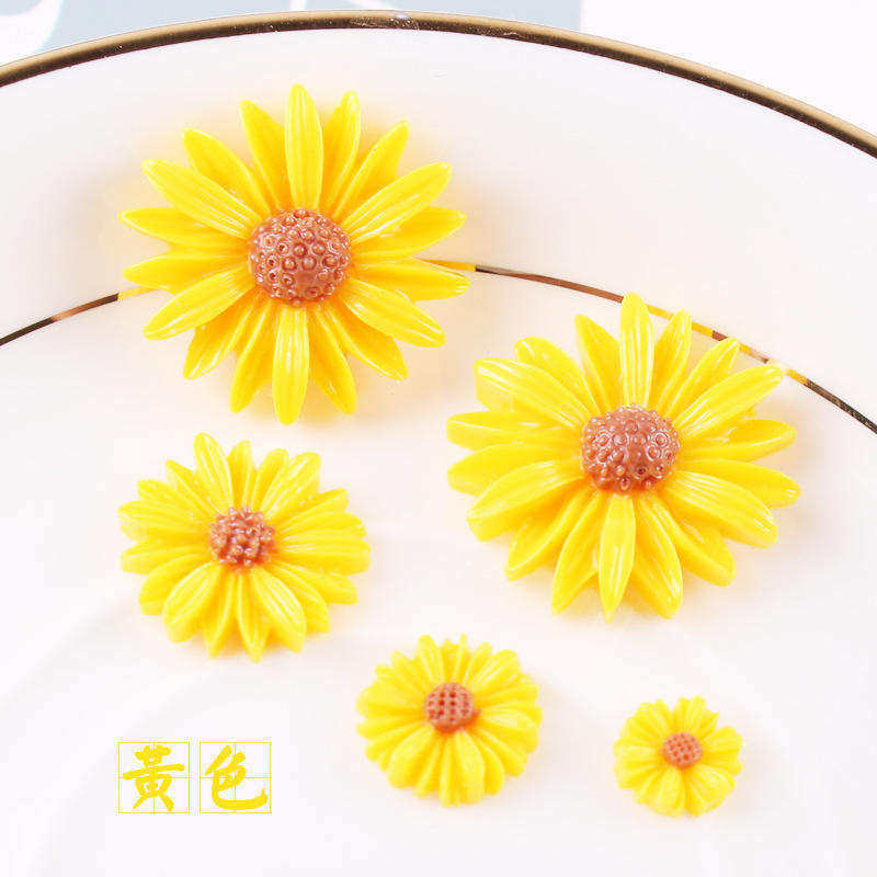 Picture of Cross-Border Resin Sunflower DIY Cream Mobile Phone Case Accessories Kidsren's Hair Accessories Daisy Flower Decoration Materials