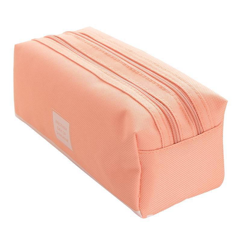 Picture of Portable Stationery Bag Double-layer Oxford Cloth Double-pull Pencil Bag Simple Large Capacity Primary and Secondary School Students Portable Zipper Pencil Bag