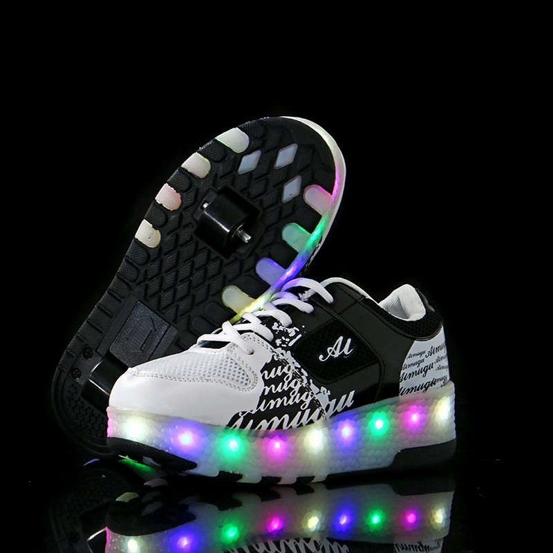 Shoes Supply Mesh Luminous Shoes Lights Shoes Children's Two-Wheel Heep Shoes Trend Skating Skate Shoes for Teenagers