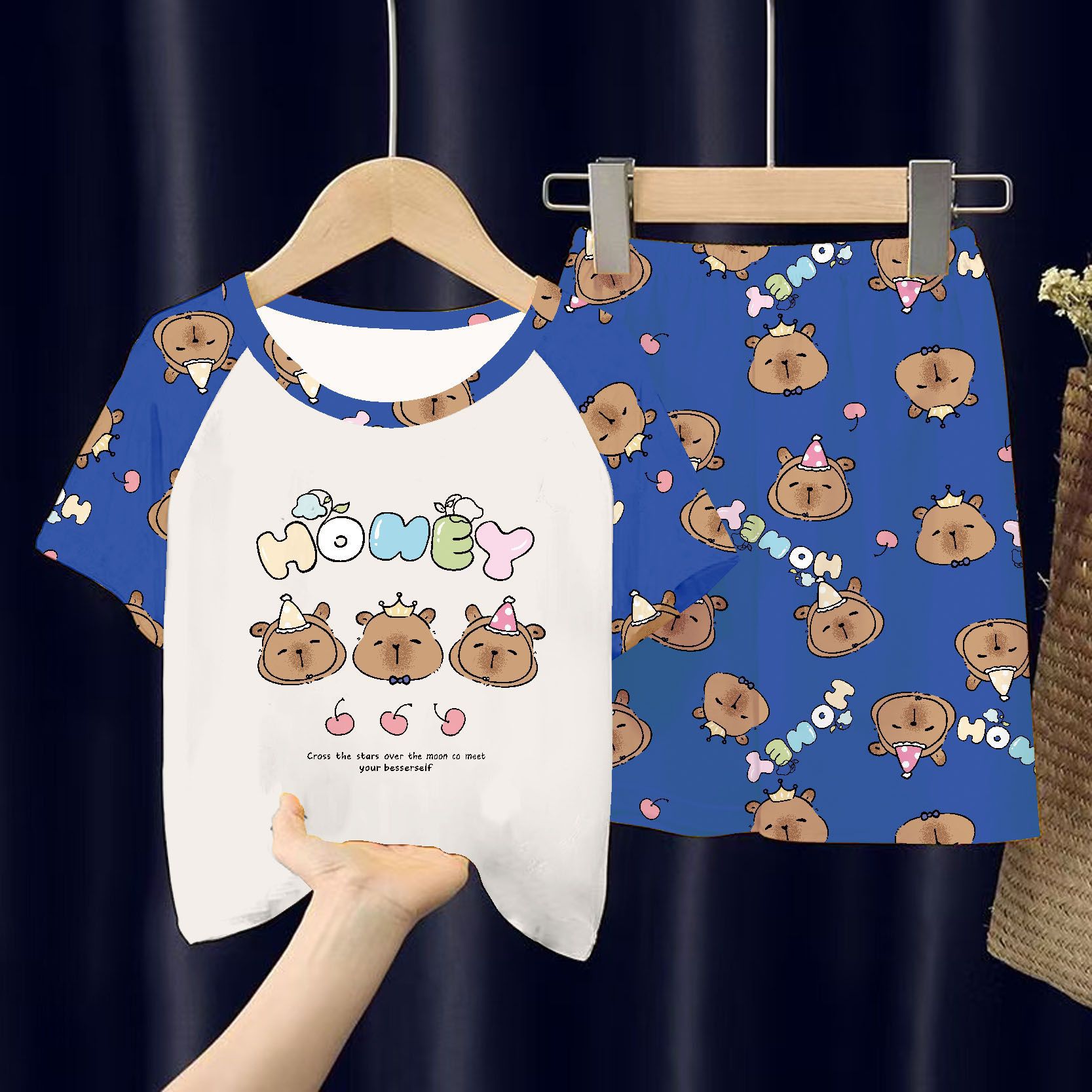 Picture of Wholesale Summer Children's Pajamas Cartoon Girls Short-Sleeved Shorts Thin Boys Casual Middle and Large Children's Suits Home Clothes