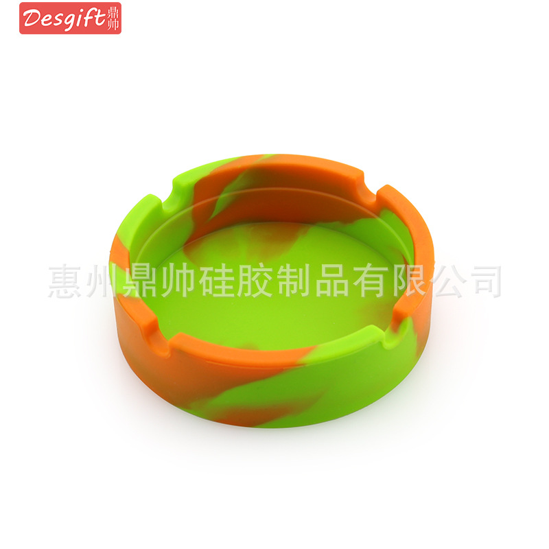 Picture of New silicone round ashtray camouflage mixed color psychedelic ashtray ashtray ashtray Cup printing logo ashtray