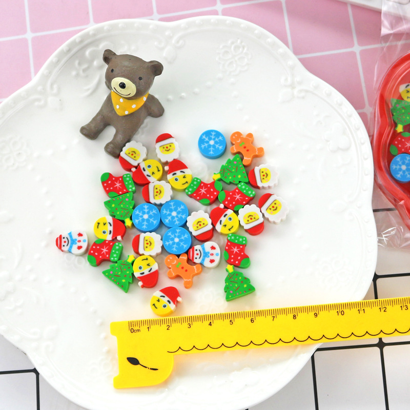 Picture of Creative Christmas small particle eraser cartoon color tray rubber stationery set Holiday Gifts Wholesale