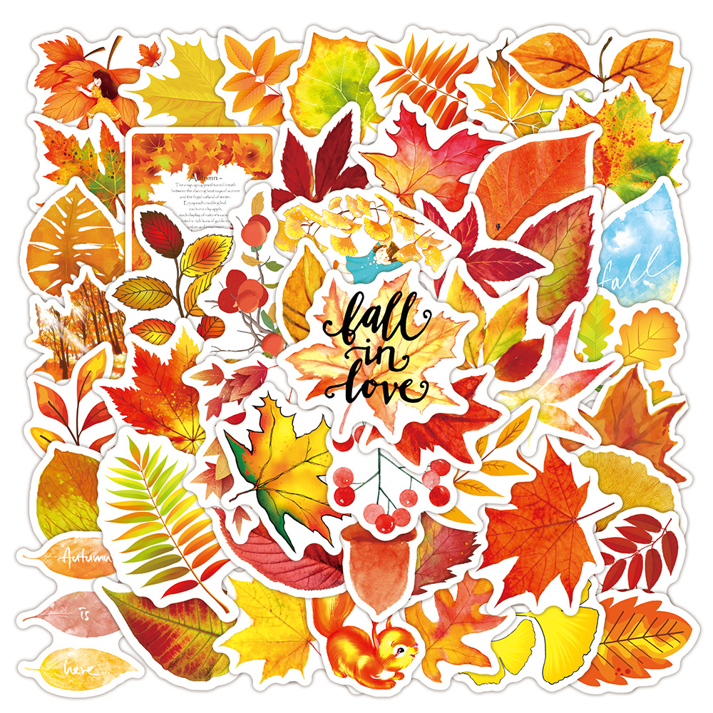 50 autumn leaves Thanksgiving maple leaf Fall laptop water cup waterproof luggage graffiti stickers