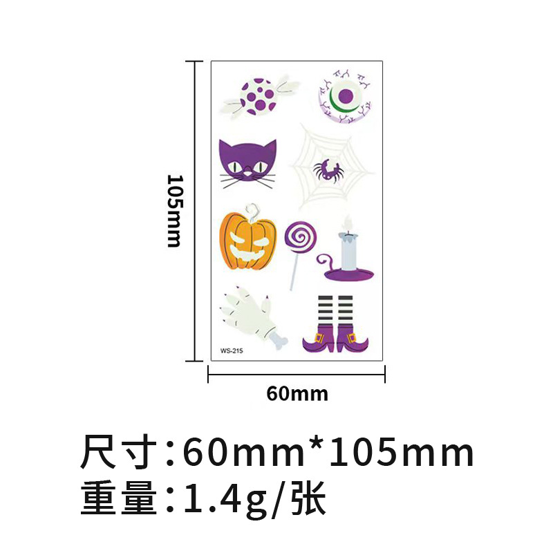 Picture of Cross-Border New Halloween Tattoo Stickers Waterproof and Sweat-Proof Long-Lasting Fluorescent Green Luminous Children's Cartoon Face Tattoo Stickers