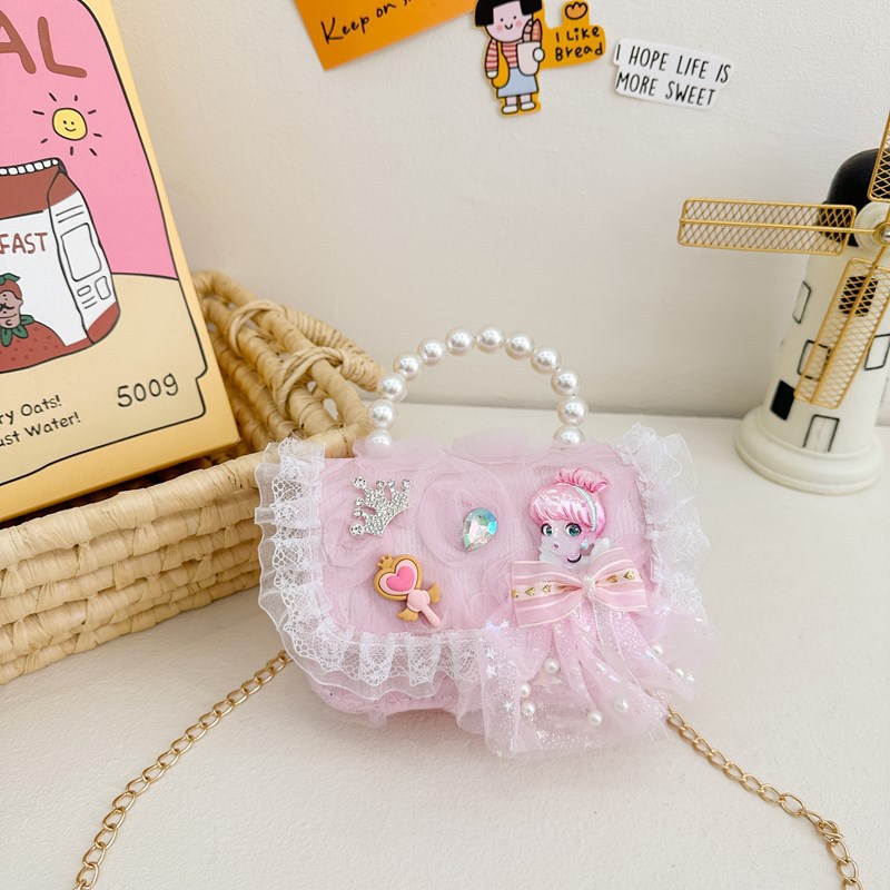 Picture of Korean Style Princess Handbag Fashion Bow Children Shoulder Bag Stylish Cute Girl Small Square Bag