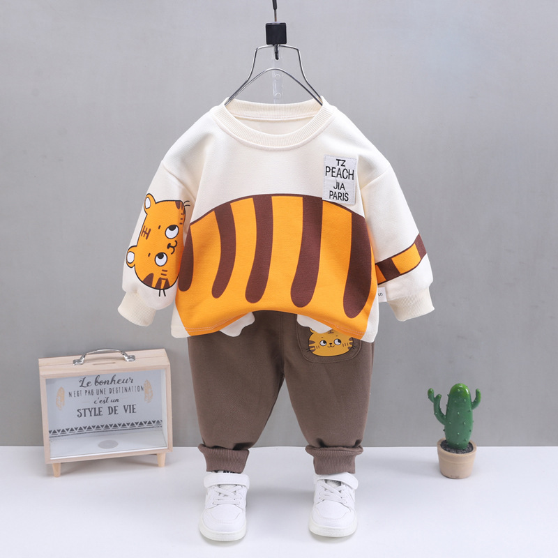 Picture of Children's suit 2024 spring new children's sweater two-piece cartoon lapel boys autumn suit girls suit