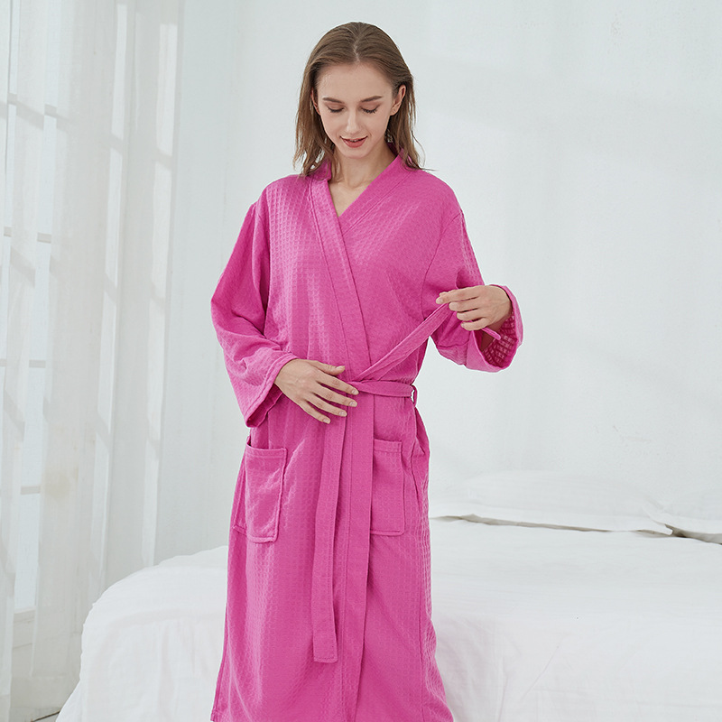 Picture of Cross-border Waffle Bathrobe Sauna Clothes Women's Thin Nightgown Long Couple's Home Clothes Hotel Bathrobe Men's Hair