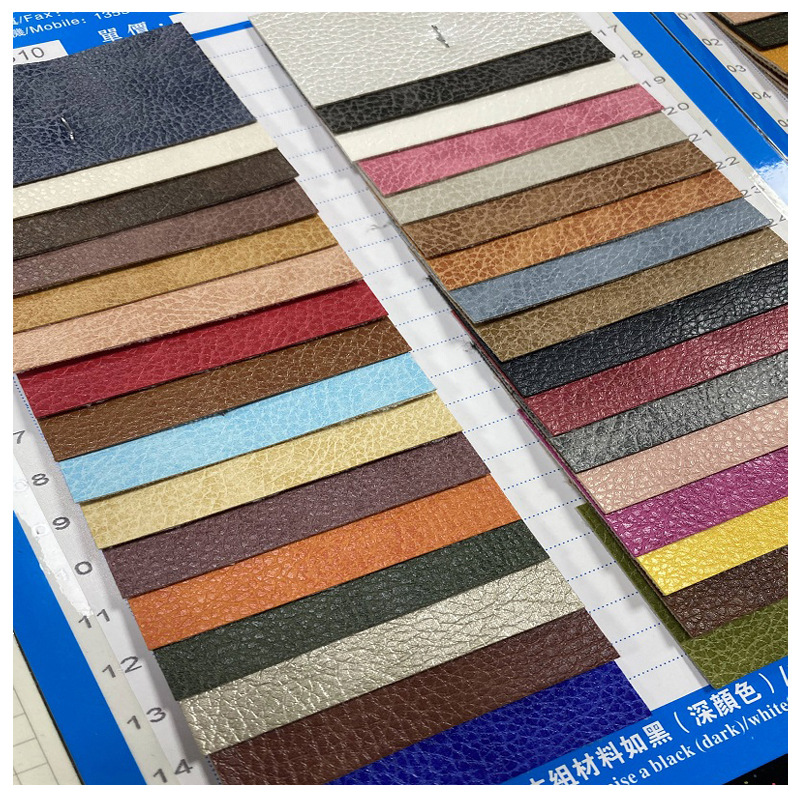 Retro Color Size Litchi Pattern Regenerated Leather PU Leather Fabric Bag Shoes Material Wallet Sofa Handbag Artificial Leather