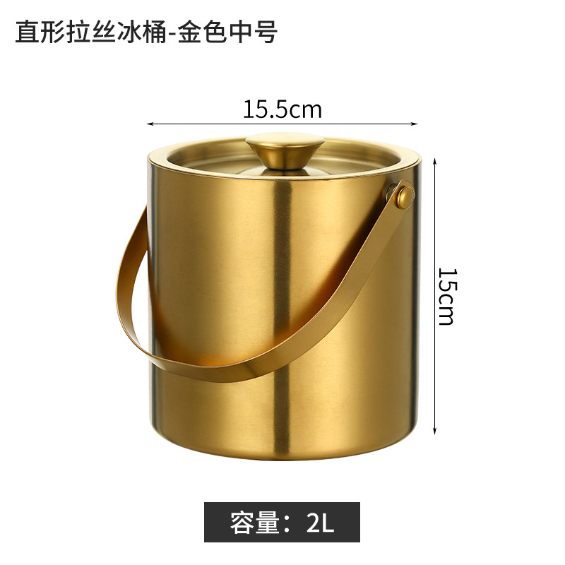 Picture of Amazon Stainless Steel Double-Layer Ice Bucket Bar Champagne Red Wine Beer Commercial Ice Bucket Stainless Steel Bucket