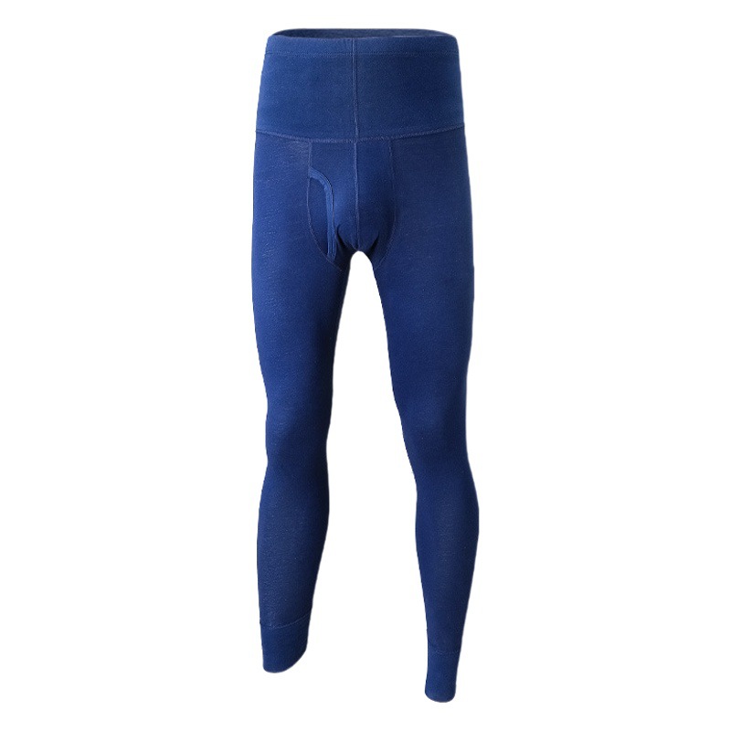 Long Johns Cropped Men's Cotton Single Thin Base Warm Tight High Waist Line Pants Autumn and Winter Waist Protection Pants