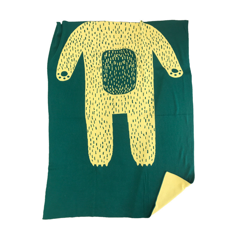 Picture of ins half-body bear knitted blanket double-layer cotton wool baby blanket kindergarten sleeping blanket newborn blanket wool blanket