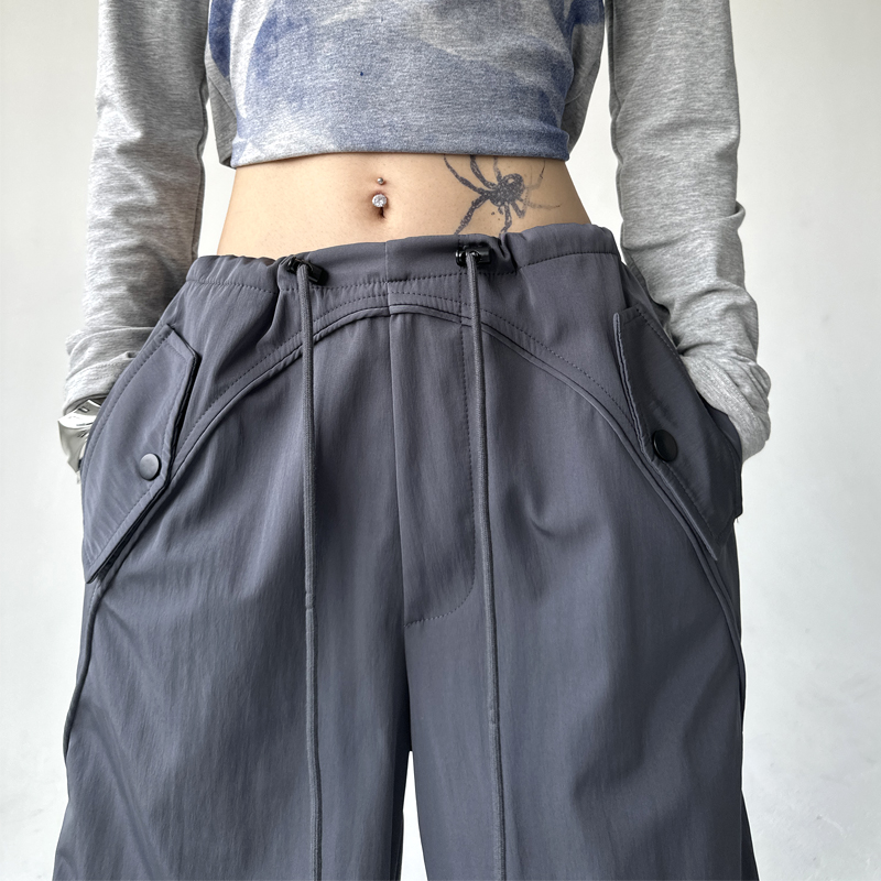 Picture of 2025 New Style Cargo Pants for Women, Spring and Autumn American Casual Jazz Loose Functional Outdoor Wide-Leg Sports Long Pants