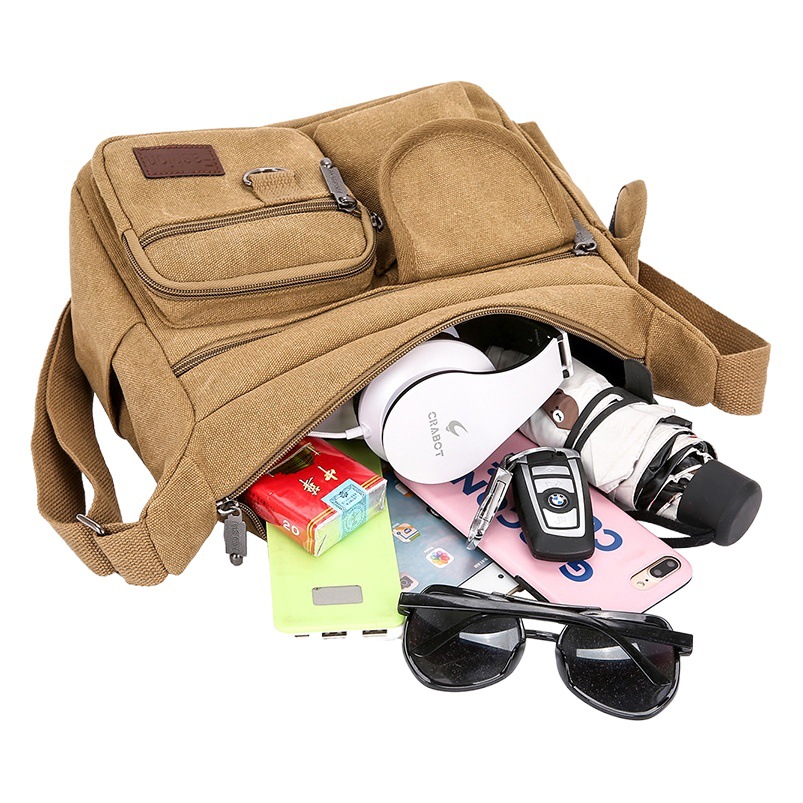 Canvas Bag Men's shoulder bag casual trendy men's bag Express Men's bag outdoor backpack large capacity crossbody shoulder bag