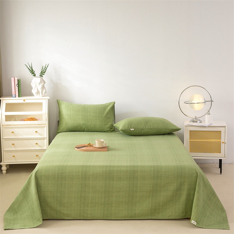 Picture of Cotton Thickened Old Coarse Cloth Bed Sheet Single Piece 100 Cotton Mat Linen Cotton Linen Single Dormitory Three-Piece Set