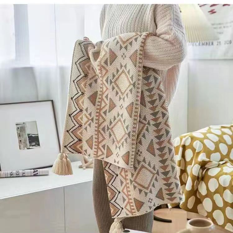Picture of Navajo Daylight Blanket Export Knitted Bohemian Sofa Cover Blanket Office Air Conditioning Nap Blanket