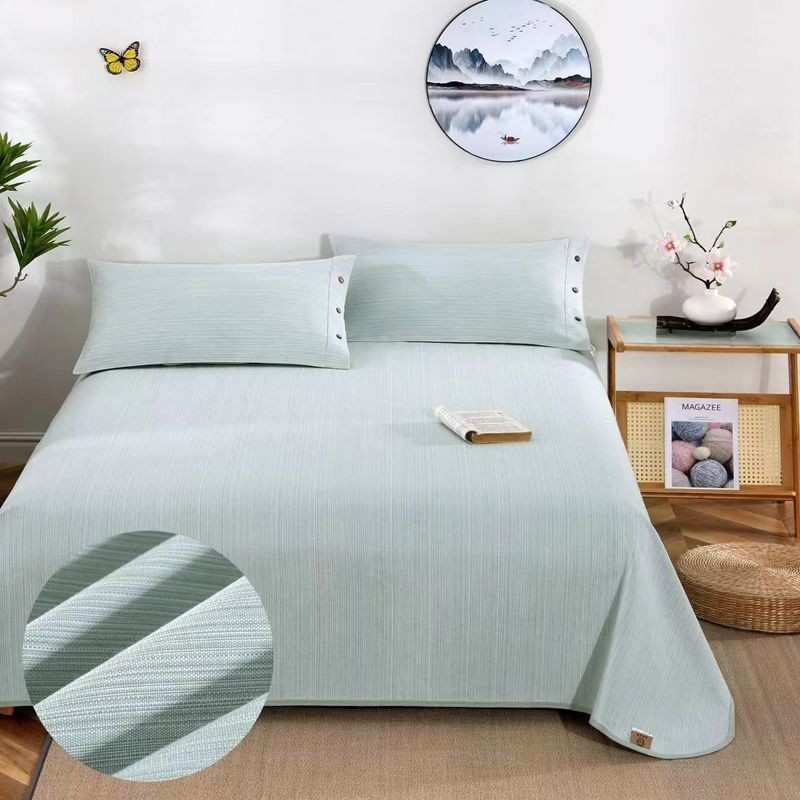 Picture of Summer Pure Cotton Coarse Cloth Cooling Mat Bed Sheet Three-Piece Set Kang Sheet Coarse Cloth Single Piece Linen Quilt Kang Sheet Houndstooth Pattern