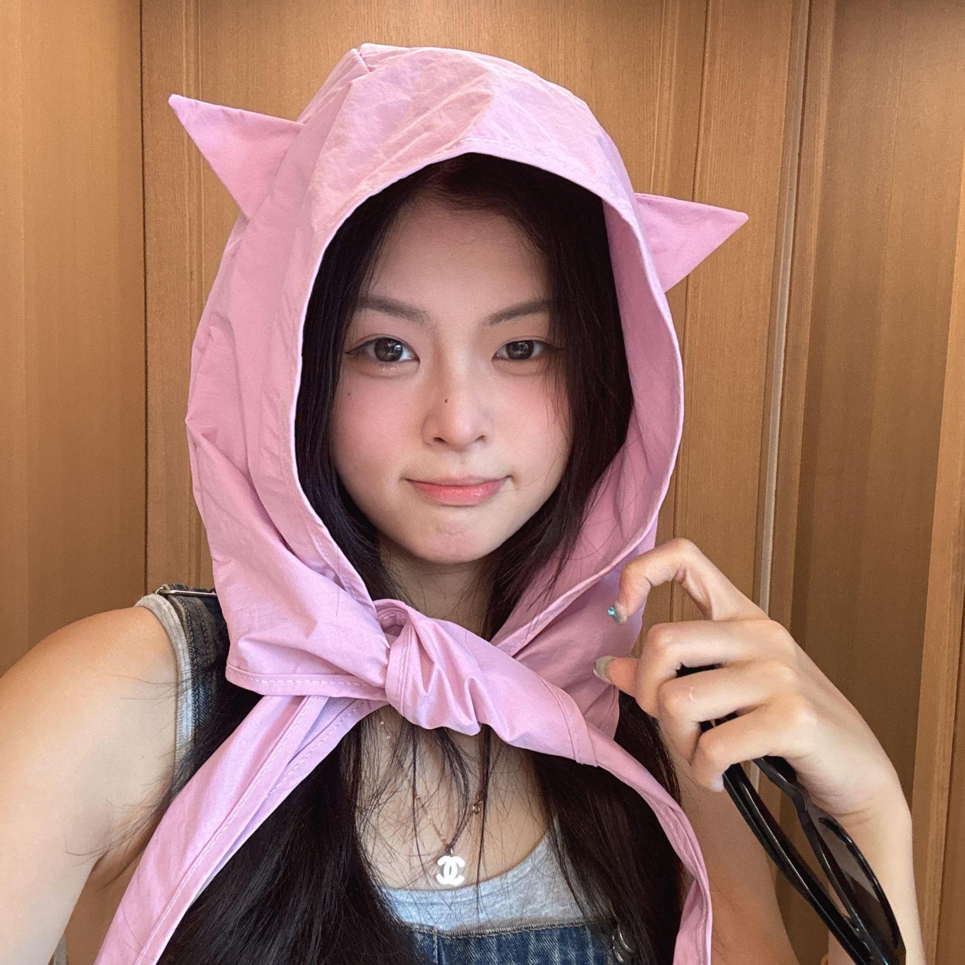 Picture of Hat Women's Summer and Autumn Sunscreen Sunshade Hat Thin Ear Protection Hat Headwear Hat Cartoon Deviruchi Strap Quick-drying Sun Hat