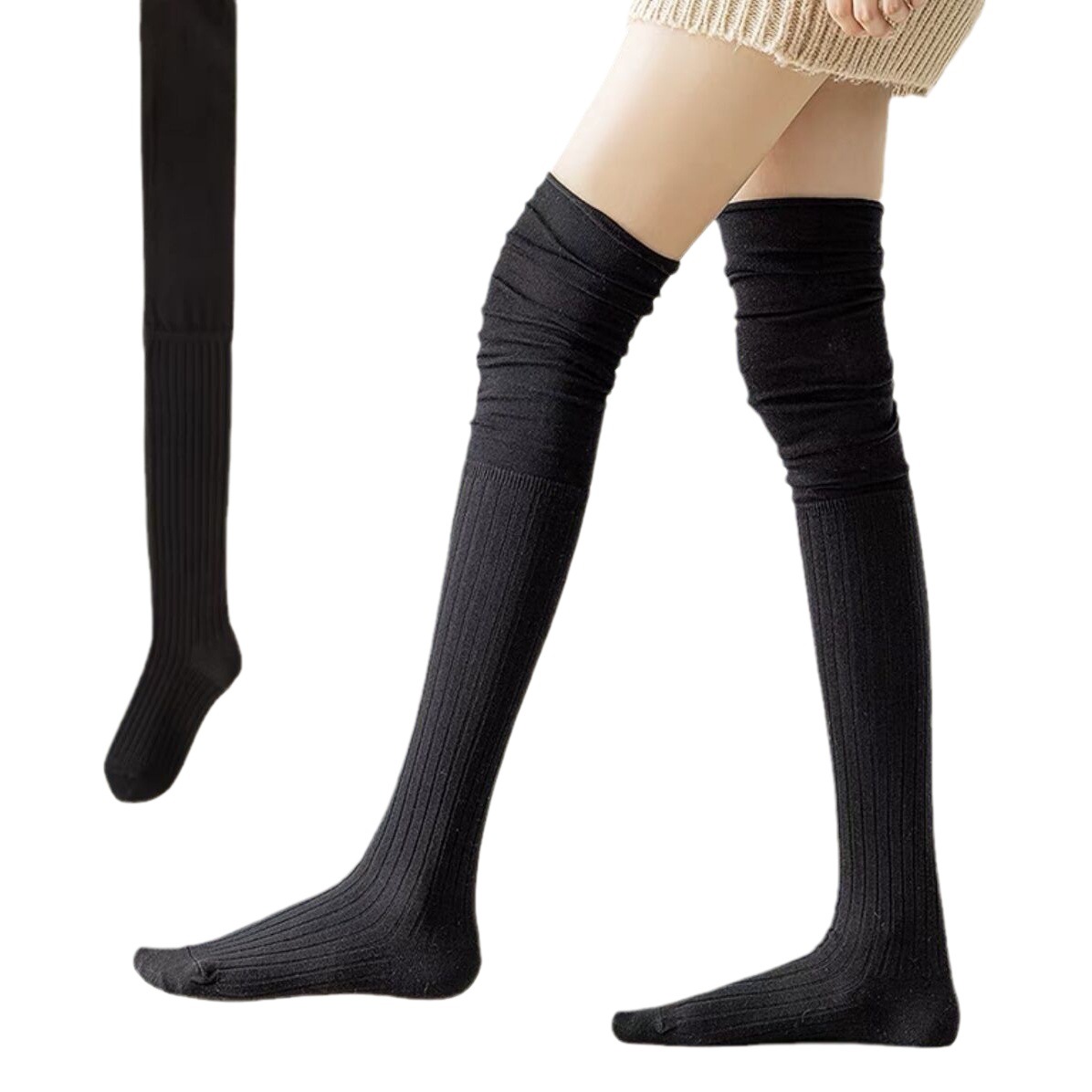Over-the-knee socks women's autumn and winter stockings black stockings over-the-knee knee socks jk thigh socks boots pile stockings