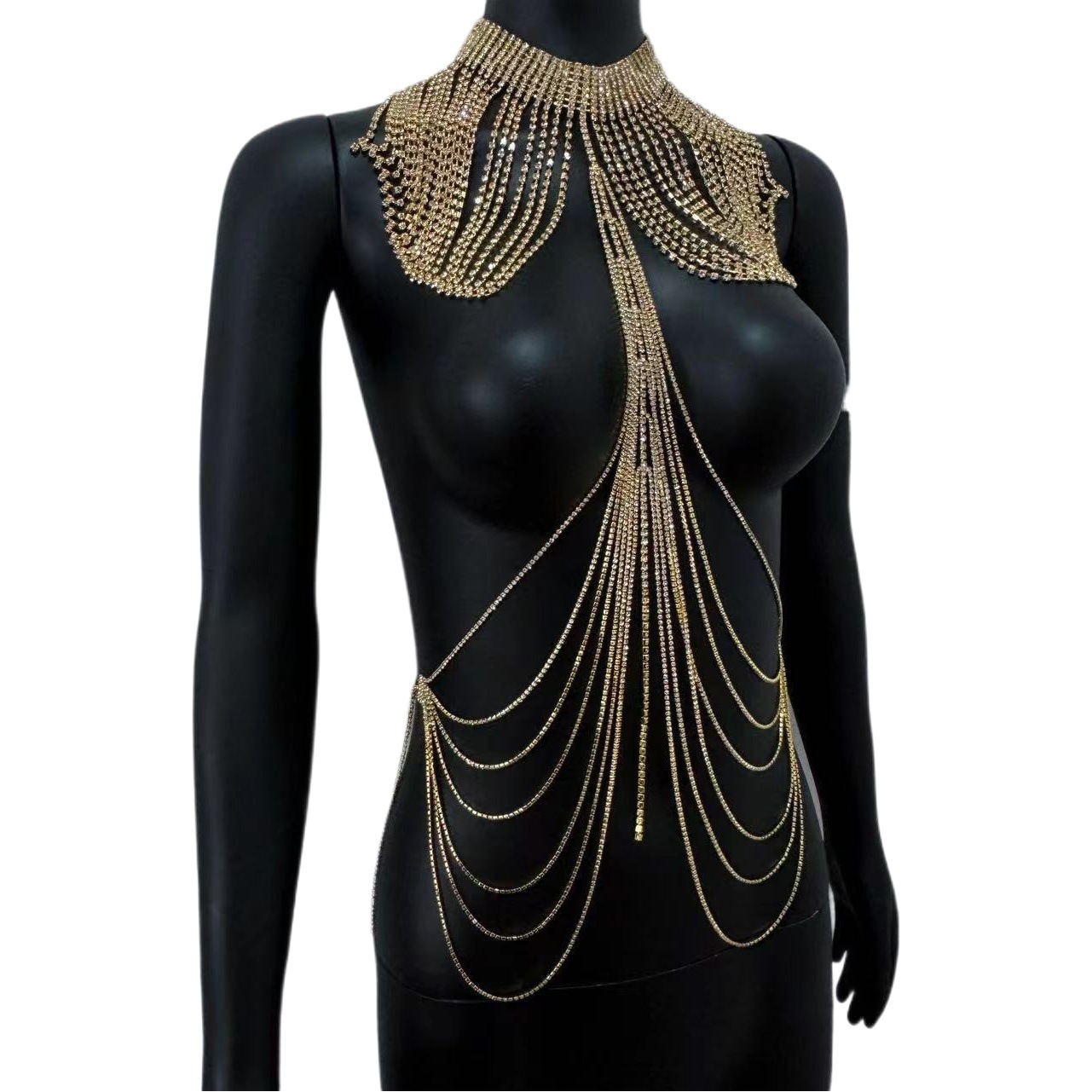 Fashion hot selling tassel shoulder chain chest chain European and American fashion chain multi-layer tassel clothing accessories
