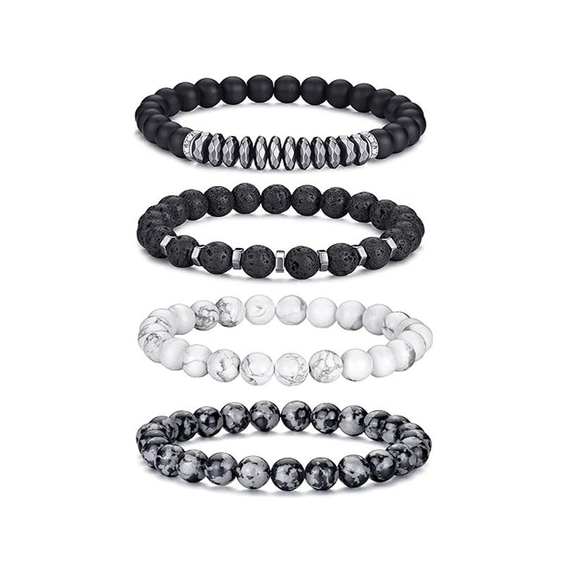 Picture of European and American Cross-Border New 8mm Natural Stone Tiger Eye Peacock Turquoise Elastic Beaded Bracelet for Men and Women Friendship Gifts