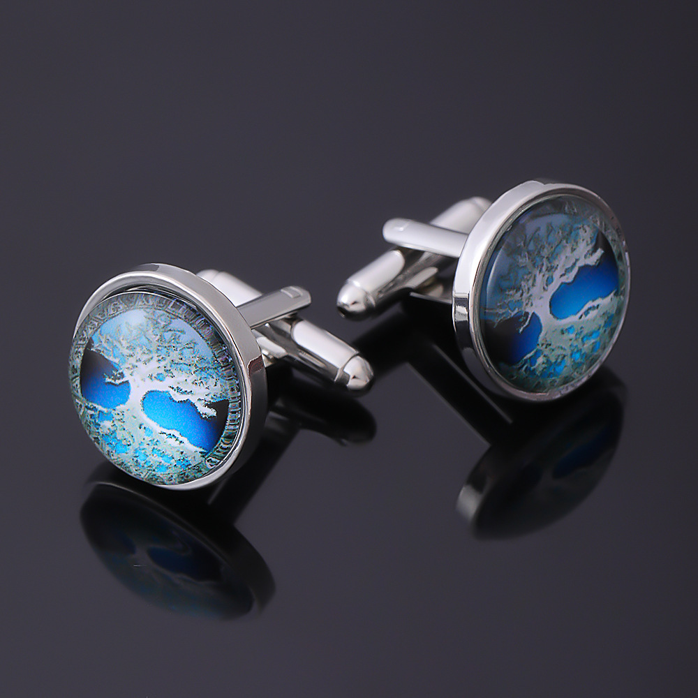 Picture of Amazon's New Product Celtic Tree of Life Time Gem Men's Cuffs Retro Metal French Cufflinks