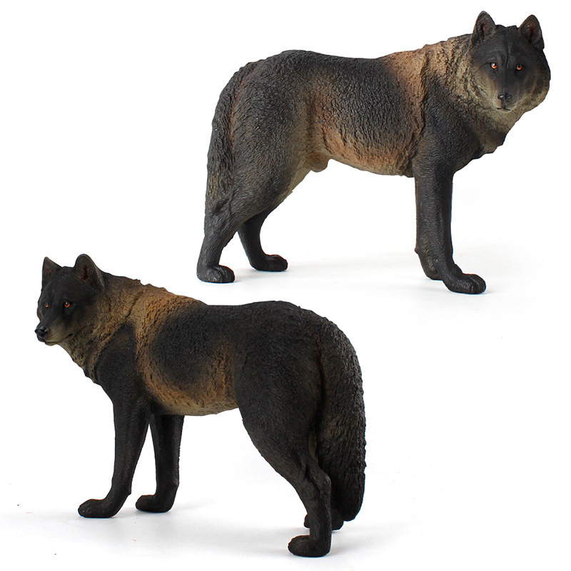 Picture of Solid simulation wild animal wolf model roaring Wolf big gray wolf children's hand toy early education cognitive ornaments