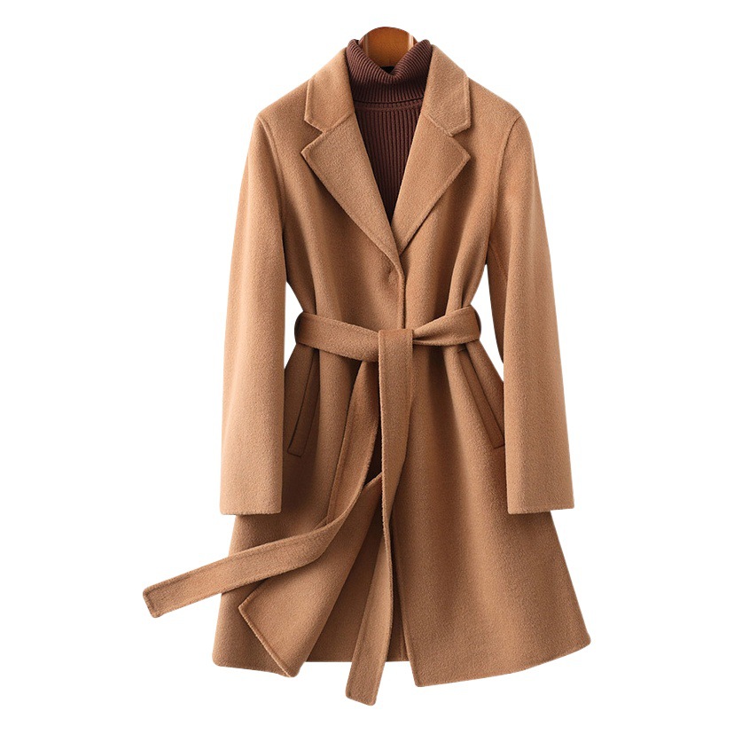 Picture of Double-Sided Cashmere Outwear for Women Mid-Length 2025 Autumn and Winter New Slim Fashion Classy Woolen Outwear for Small People