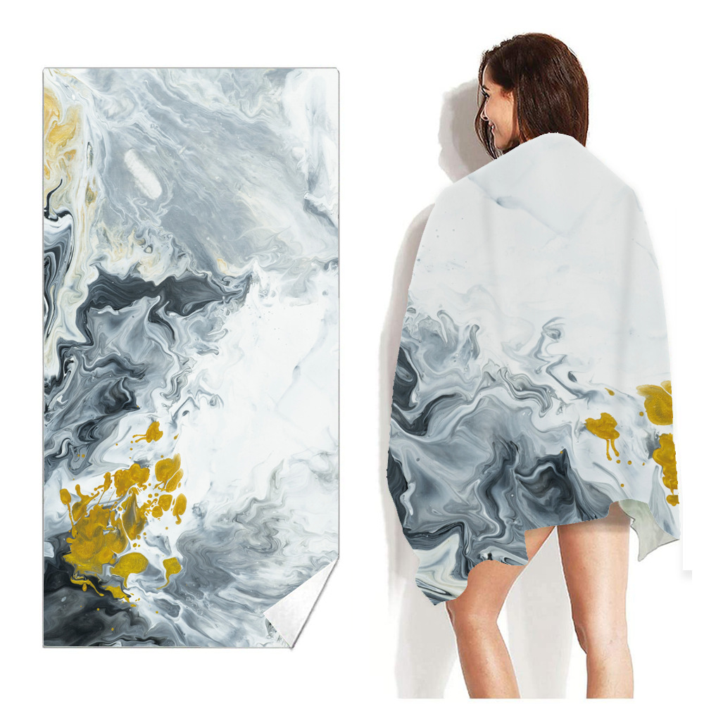 Picture of New Cross-Border Amazon European and American Double-Sided Velvet Quick-Drying Bath Towel Customizable Printed Towel Beach Swimming Beach Towel