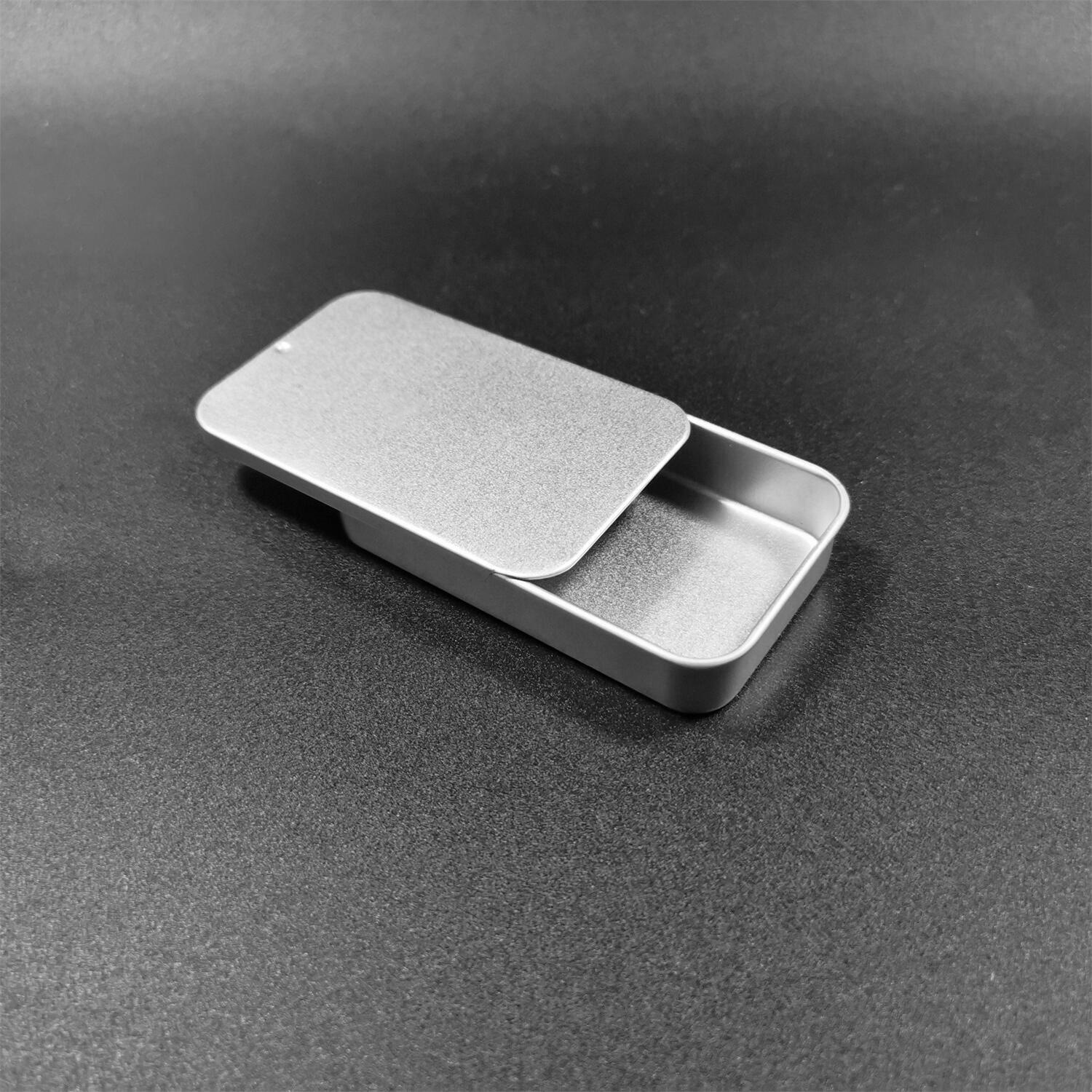 Picture of Square Iron Box Packaging in stock Silver White Push-pull Flip Instagram Small Iron Box with Window Opening Tinplate Box Iron Box