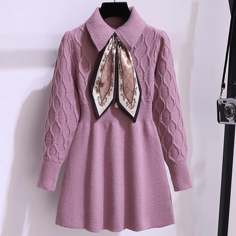 Picture of Children's Dress Knitted Bottoming Skirt Autumn and Winter New Style 12-Year-Old Girl 13-Year-Old Primary and Secondary School Student Knitted Sweater Skirt