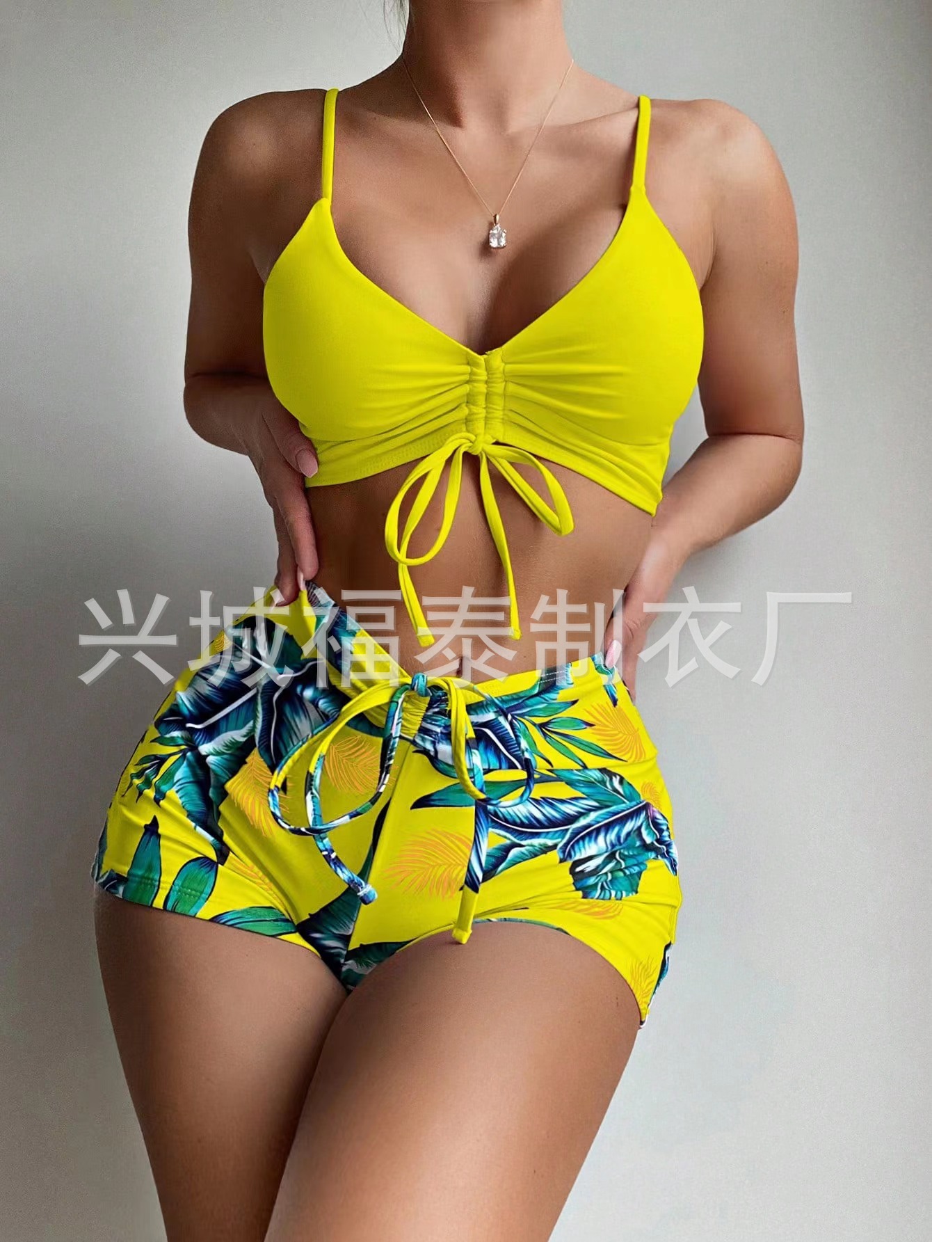 Cross-border European and American split printed boxer swimsuit women's sexy conservative new suit Amazon AliExpress wholesale