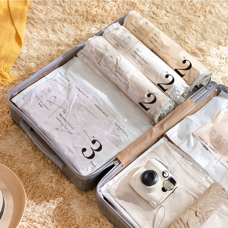 Picture of Non-pumping hand roll vacuum compression bag luggage special clothing travel storage down jacket air clothes bag