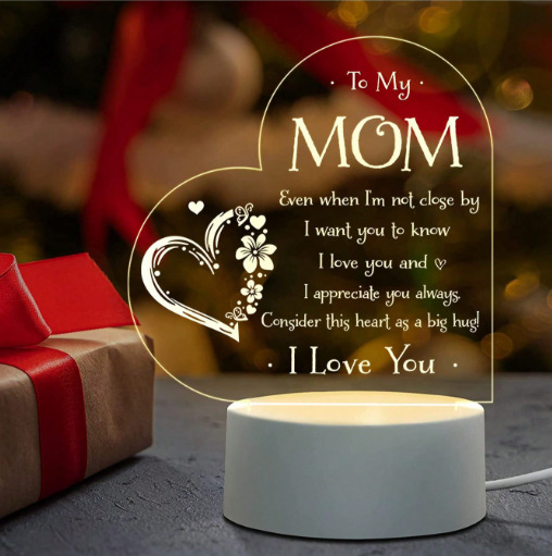 Cross-border Creative Mother's Day Father's Day Valentine's Day Sisters and Daughters Heart-shaped Greetings Acrylic 3d Nightlight