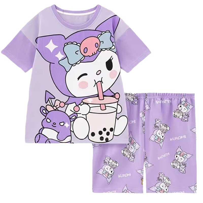 Picture of New Style Pajamas for Girls Summer Thin Air Conditioning Home Clothes for Girls 2024 New Style Short Sleeve Suit for Summer Outer Wear