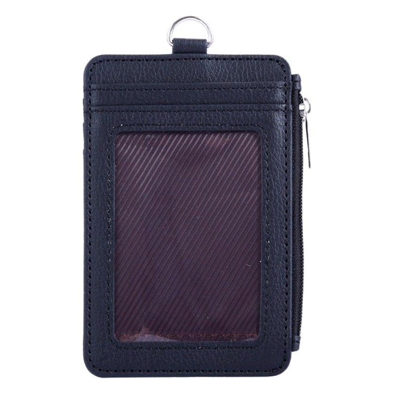 PU work card card case with zipper tag work card case change lanyard ID case leather case chest card wholesale