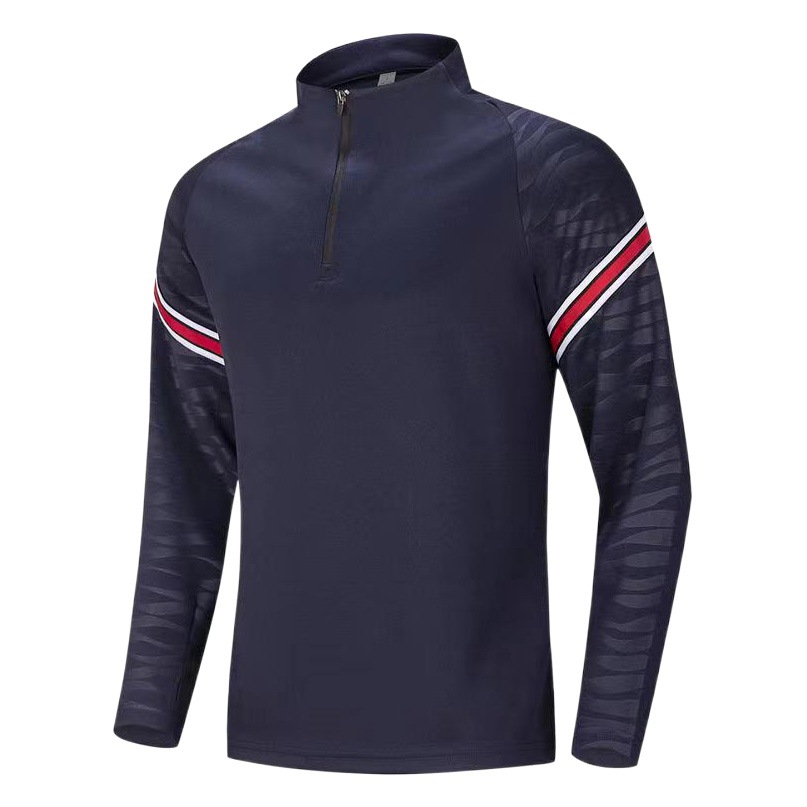 Half-Zip Training Clothing Top Set Classic Contrast Striped Sports Casual Clothing Half-Finger Sleeve Sportswear Wholesale
