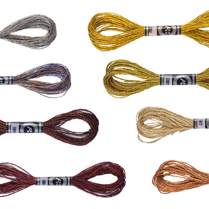 Picture of Manufacturer Wholesale Dmc Color Gold and Silver Thread Embroider Cross Stitch Thread Handmade Accessories 8.12m Strands of Metal Wire Embroider Thread