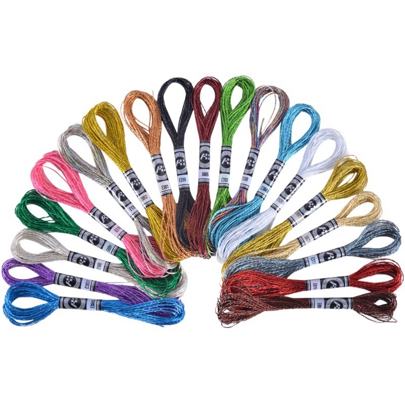 Manufacturer Wholesale Dmc Color Gold and Silver Thread Embroider Cross Stitch Thread Handmade Accessories 8.12m Strands of Metal Wire Embroider Thread
