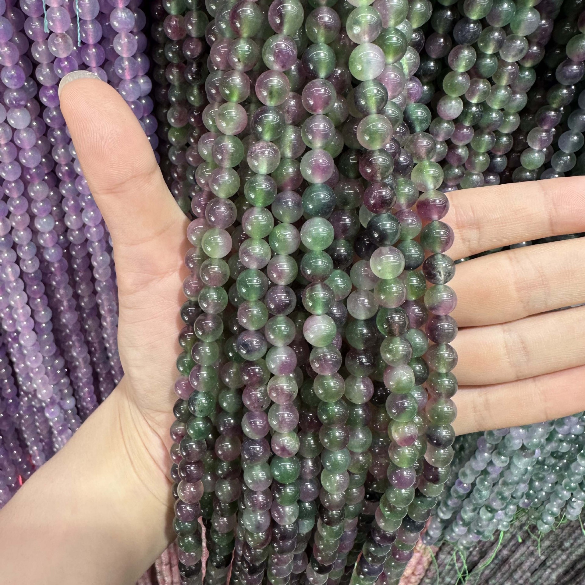 Picture of Live hot grade a chalcedony 8mm two-color round beads beads handmade diy Internet celebrity matching in stock jewelry