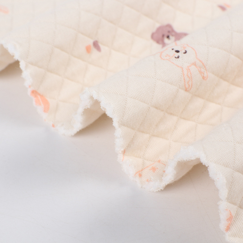 Picture of Original White Diamond Lattice Jacquard Air Layer Printed Baby Quilted Fabric Baby Jumpsuit Sleeping Bag Quilted Fabric
