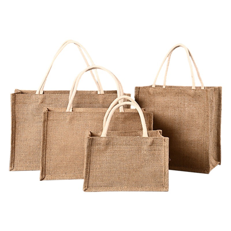 Linen bag no print cotton and linen shopping bag linen gift bag vintage DIY linen bag portable jute bag wholesale