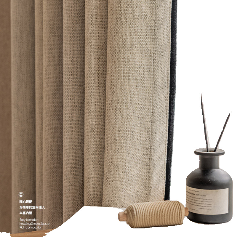 Picture of Coarse Hemp Curtain Bedroom Advanced Curtain Chenille Shading Living Room Curtain Cloth from Keqiao, Shaoxing