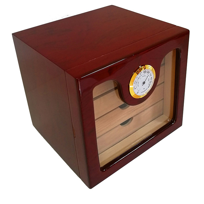 Factory direct cedar wood large capacity piano paint 4 pumping cedar wood cigar box moisturizing box small cigar cabinet