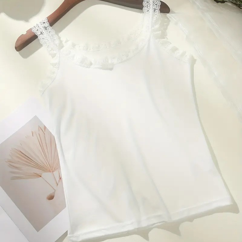 Picture of Trendy Lace Camisole for Women, Summer High Elasticity Plus Size Outerwear Base Shirt