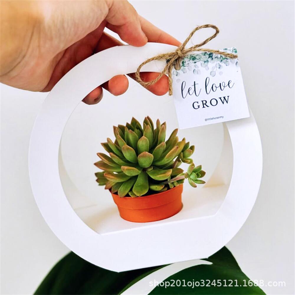 Floriculture packaging box green plant box fleshy potted box folding box bouquet packaging box portable flower box in stock wholesale