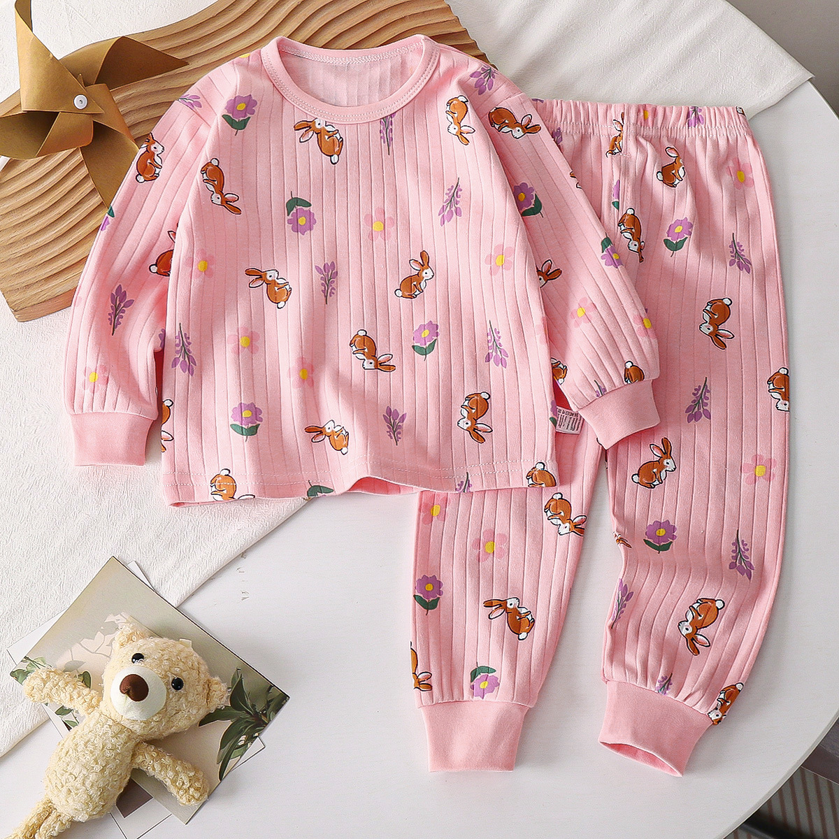Picture of Children's Cotton Underwear Set, New Autumn Style, Baby Boys' Loungewear, Girls' Pajamas, Autumn Clothes and Pants, Children's Clothing