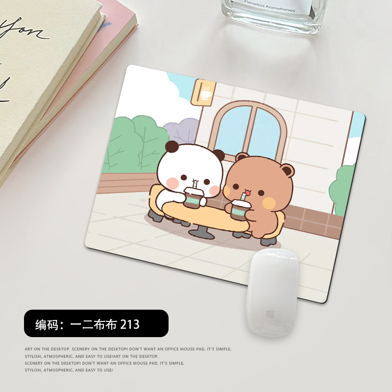 Picture of One or two cloth small size mouse pad office computer keyboard pad cartoon cute panda thick lock edge wrist pad