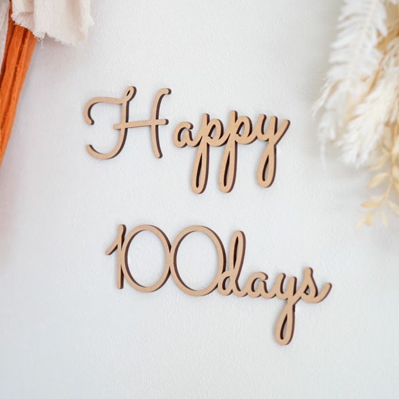 Happy 100 Days of Growth Milestones Wooden English Alphabet Month Sign 100 Days Photography Props Christmas